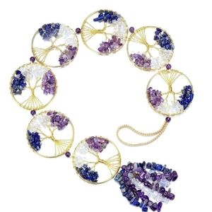 7 Chakra Tree of Life healing crystal hanging ornament with chip stone‎ tassels